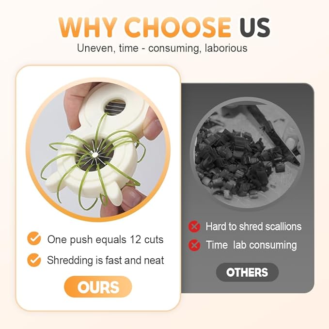 1/2/3pcs Kitchen Scallion Slicer Shredder, 2025 New Shred Silk Knife, Green Onion Shredder, Morning Glory Shape Separator, Shallot Cutter, Kitchen Gadgets (2)