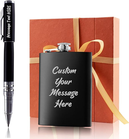Yastar Personalized Roller Pen with Custom Flagon, Business Pen - Custom Office Pens with Gift Box, Engraving with Your Name or Message, Gift for Friends, Hotel Lobbies