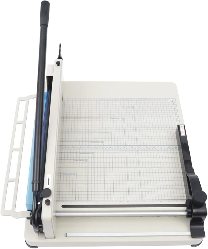 Heavy Duty Paper Cutter 17 Inch Heavy Duty Guillotine Paper Cutter with Metal Base A3 Large Industrial Guillotine Office Home School Shop Stacking Paper Cutter for Cardstock, Card, Leather White