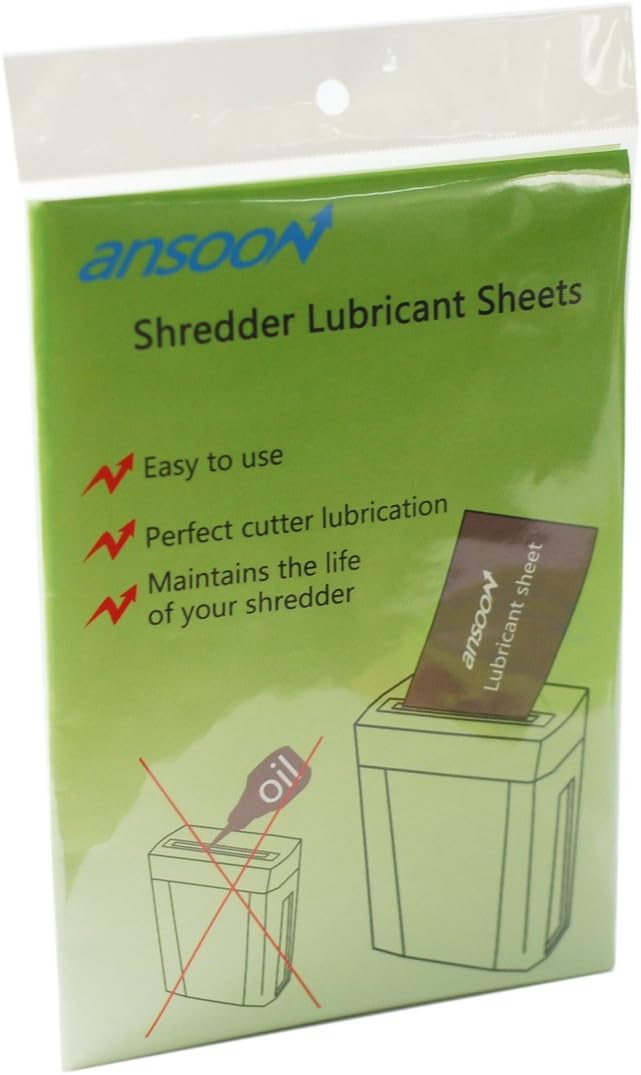 Paper Shredder Lubricant Lubricating Sheets, Paper Shredder Oil Sharpening & Cleaning Sheet for Cross-Cut and Micro-Cut Paper Shredders (18-Pack)