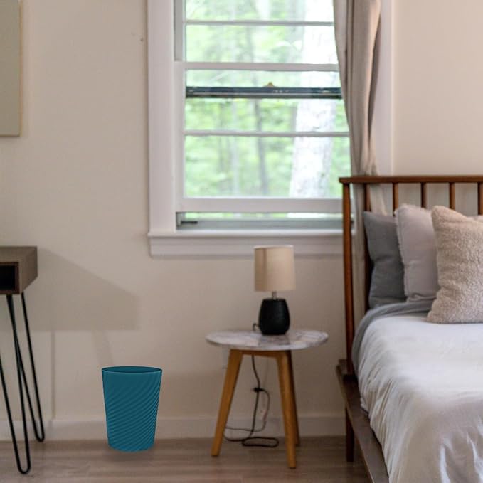 DAJITRE 1.8 Gallon Small Trash Can Wastebasket Recycling Bin Slim Profile for Compact Spaces Bathroom, Office, Bedroom, Kitchen (1.8 Gallon-2pack, Navy)