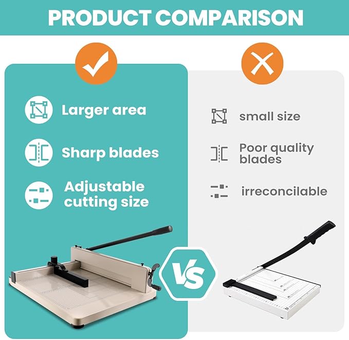 17 Inch Heavy Duty Paper Cutter, Guillotine Paper Cutter for A3 Paper, Stack Trimmer 400 Sheet Capacity, Solid Steel Construction for Office Home School Bulk Cutting