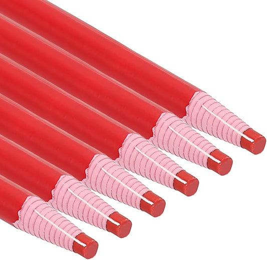 PATIKIL China Markers, 6 Pack Grease Pencil Peel Off Wax Pencil Wood for Labeling Drawing Glass Garments Film Paper Vinyl Metal, Red