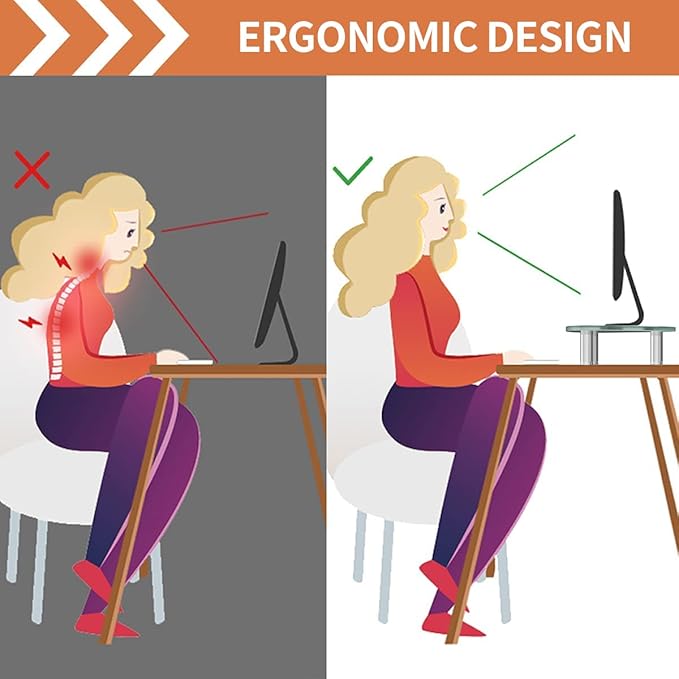 Hemudu Clear Glass Computer Monitor Riser/Triangle Desktop Universal Corner Stand for Computer Monitor & Laptop HD01T-003