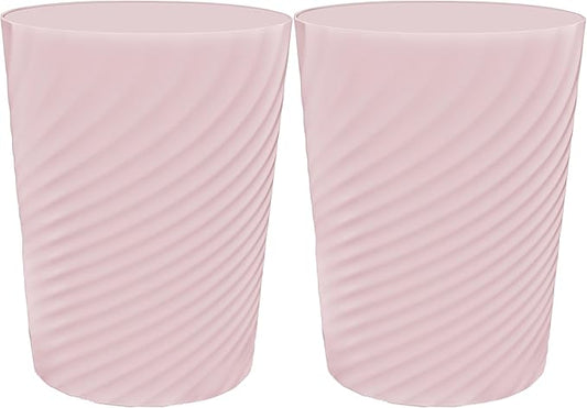 DAJITRE 1.8 Gallon Small Trash Can Wastebasket Recycling Bin Slim Profile for Compact Spaces Bathroom, Office, Bedroom, Kitchen (1.8 Gallon-2pack, Pink)