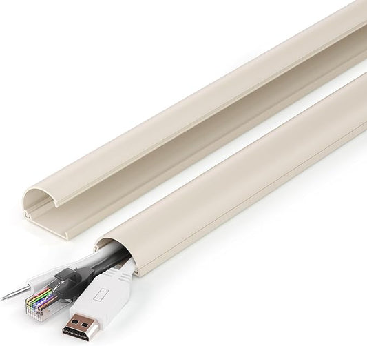 Cord Hider 34in (2X L17in), ZhiYo Cable Hider for 2-4 Cords, Cord Covers Wire Covers for Cords Wall Mount TV, Cable Cover Wall Wire Hider for Cords, Cable Raceway Beige, W1.4in x H0.7in