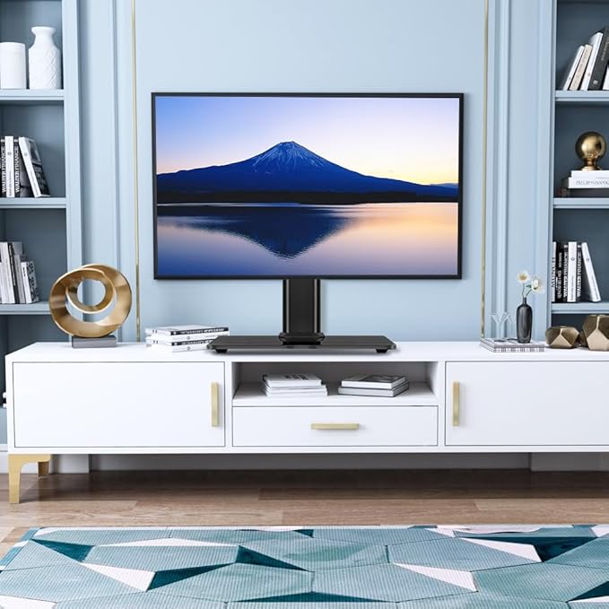 KKTONER Single Computer Monitor Stand Free Standing Desk Vesa Mount for 13 inch to 32 inch Screen Height Adjustable Monitor Mount Swivel Vesa 75*75mm/100*100mm Hold up 77Lbs