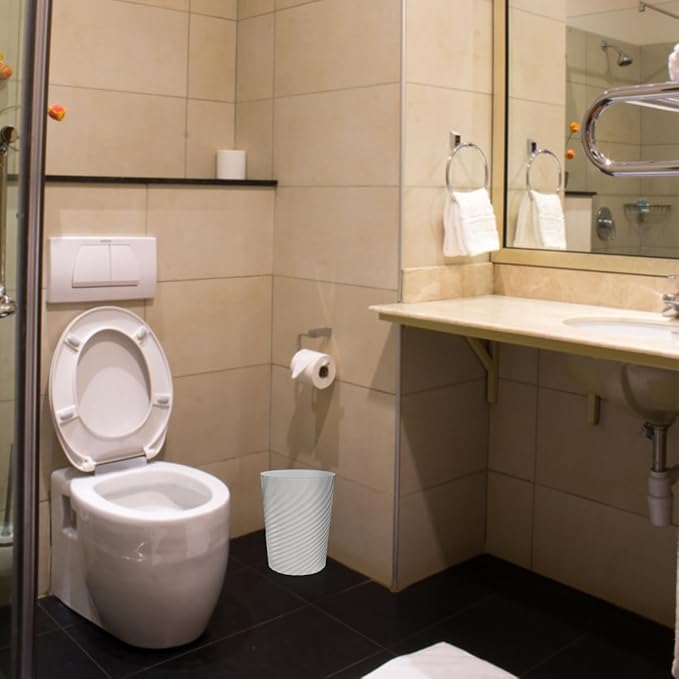 DAJITRE 1.8 Gallon Small Trash Can Wastebasket Recycling Bin Slim Profile for Compact Spaces Bathroom, Office, Bedroom, Kitchen (1.8 Gallon-2pack, Grey) ()