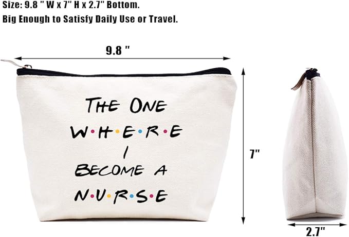 LIBIHUA Makeup Bag Cosmetic Bag Birthday Graduation Christmas Gift Registered Nursing Graduation Present Soon to Be Nurse Graduation Present for Medical Student the One Where I Become A Nurse