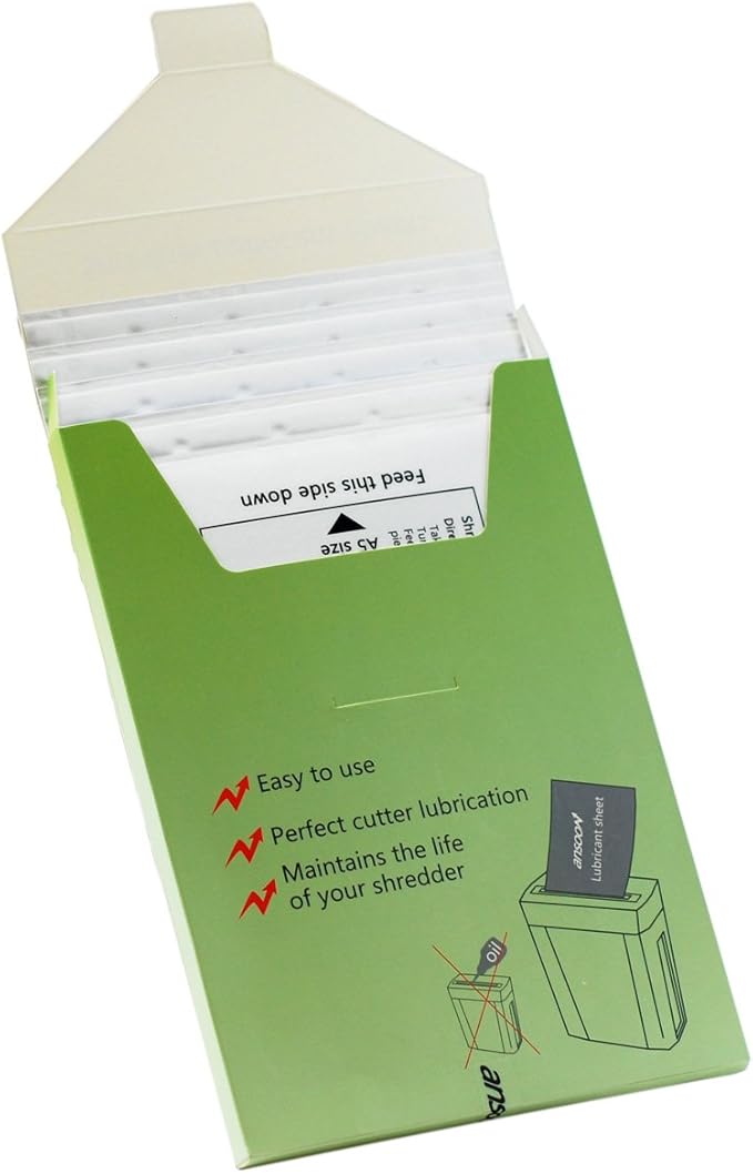 Paper Shredder Lubricant Lubricating Sheets, Paper Shredder Oil Sharpening & Cleaning Sheet for Cross-Cut and Micro-Cut Paper Shredders (28-Pack)