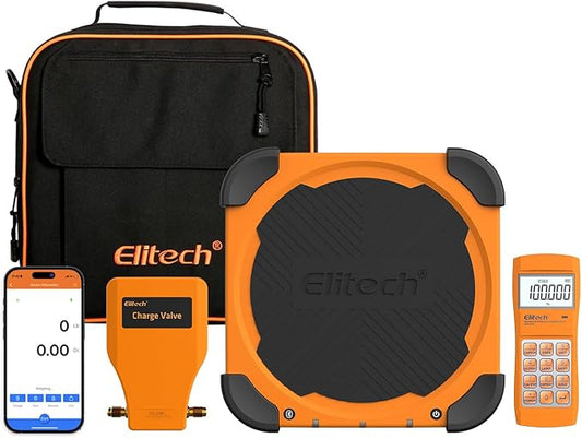 Elitech LMC-310A Wireless Refrigerant Scale HVAC Freon Weighing Scale 330lbs Remote Control with Auto Open/Stop Charging Valve