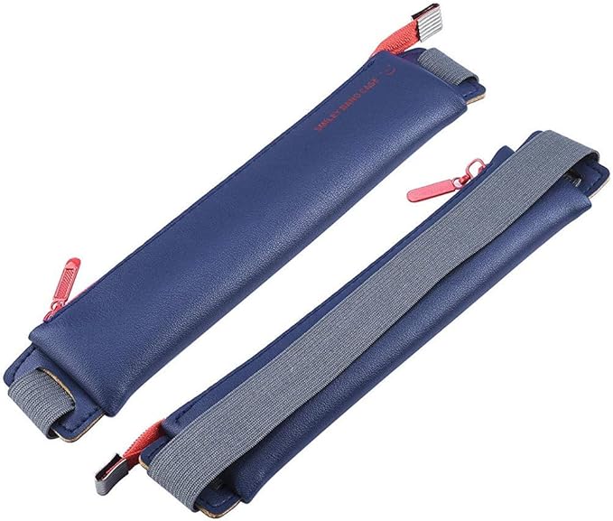 LuFOX 2-Pack PU Leather Pen Pencil Pocket Case Sleeve Holder Pouch with Elastic Band for Book Notebook Bible (Dark Blue+burgundy)