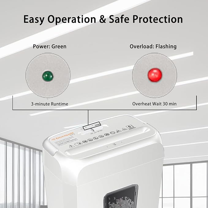 Bonsaii 5-Sheet Cross Cut Paper & Credit Card Shredder, Handles Staples/Paper Clips, 3.4Gal Pullout Bin, Compact for Home Office, White