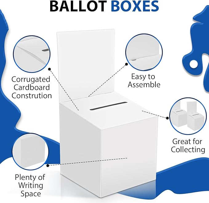 48 Pack Raffle Box Donation Box for Fundraising, Ballot Cardboard Boxes with Slot for Ticket and Removable Header Charity for Collecting Business Card Voting Contes, 6 x 6 x 6 Inch
