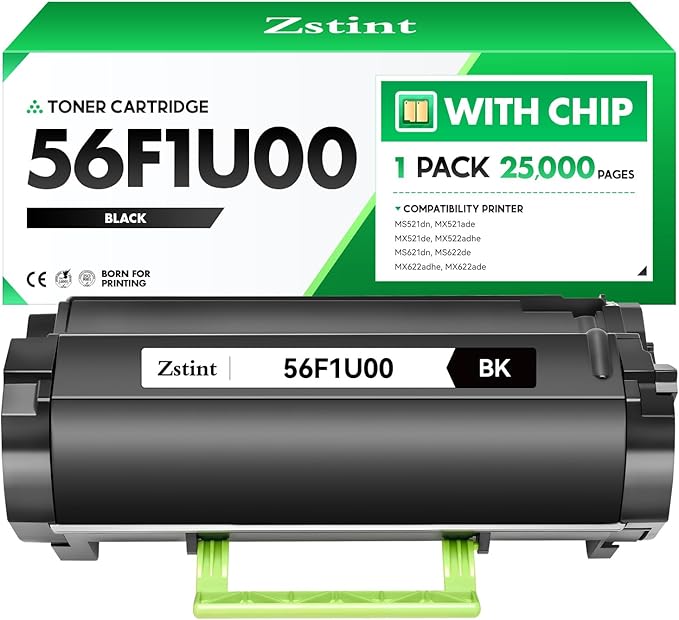 56F1U00 Toner Cartridge Black 1-Pack Ultra High Yield (with Chip) Replacement for 56F1U00 Toner Compatible with Lexmark MS521 MS621 MS622de MX521de MX521 MX522 MX622 MX622ade Laser Printer All-in-One