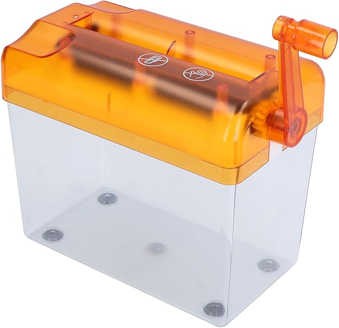 Manual Paper Shredder, Mini Hand Shredder Mini Desktop Paper Shredder Manual Hand Crank Shredder Portable File Paper Shredder Documents Paper Cutting Tool for Home Office(Orange)