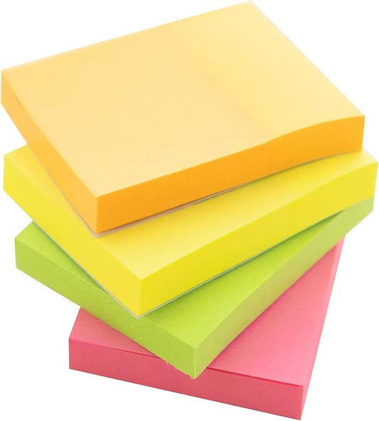 BAZIC Products Sticky Notes 1.5x2 Neon Color Post Stickies, Self Stick Note, Colorful Adhesive Memo Pads, Recyclable (280 Sheets/Pack), 144-Packs