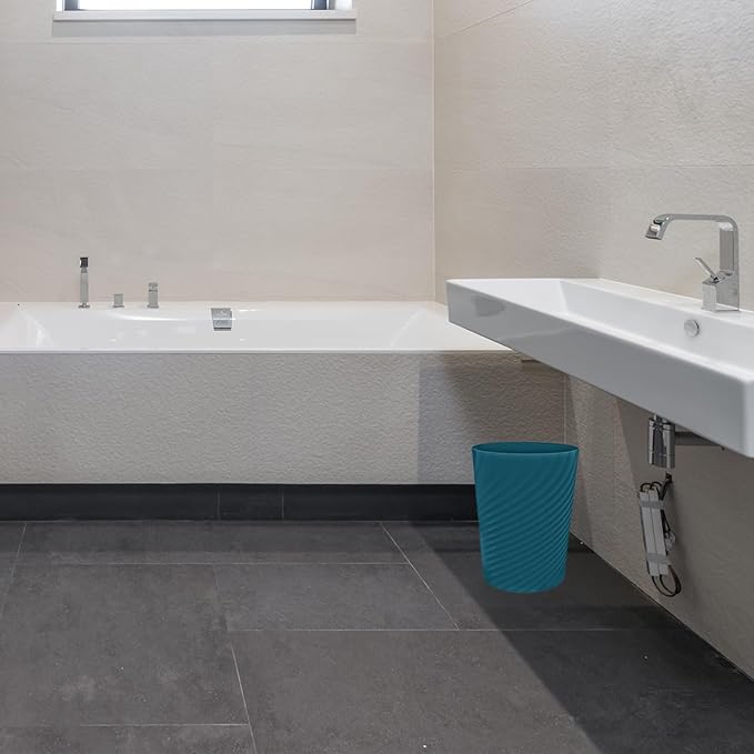 DAJITRE 1.8 Gallon Small Trash Can Wastebasket Recycling Bin Slim Profile for Compact Spaces Bathroom, Office, Bedroom, Kitchen (1.8 Gallon-2pack, Navy)