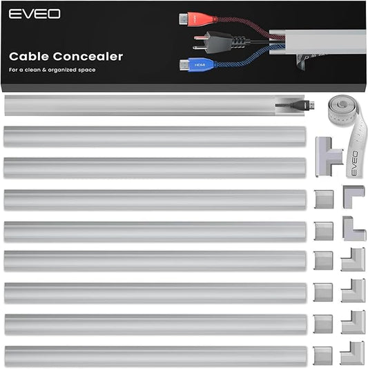 Cord Hider 153in - Cord Covers for Wires - Paintable Cable Hider - Cable Management - Wire Hiders for TV On Wall - Cable Management Cord Hider Wall - Cable Raceway - 9X (L17 x W0.95 x H0.5) - Grey