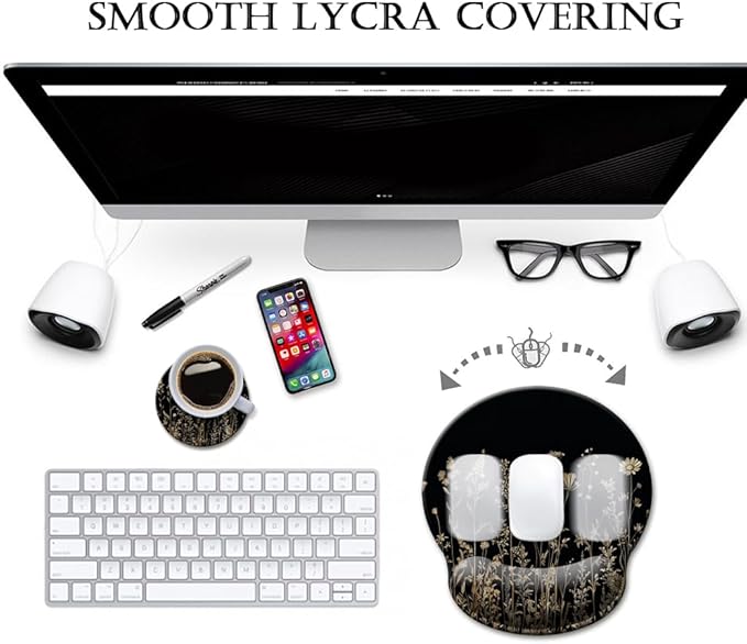 HOPONY Mouse Pad with Wrist Rest,Ergonomic Mouse Pads Wrist Support for Desk,Large Mousepad for Wireless Mouse Gaming Laptop Work Home Desk Accessories Office Supplies Decor,9 x 10 in,Small Flower