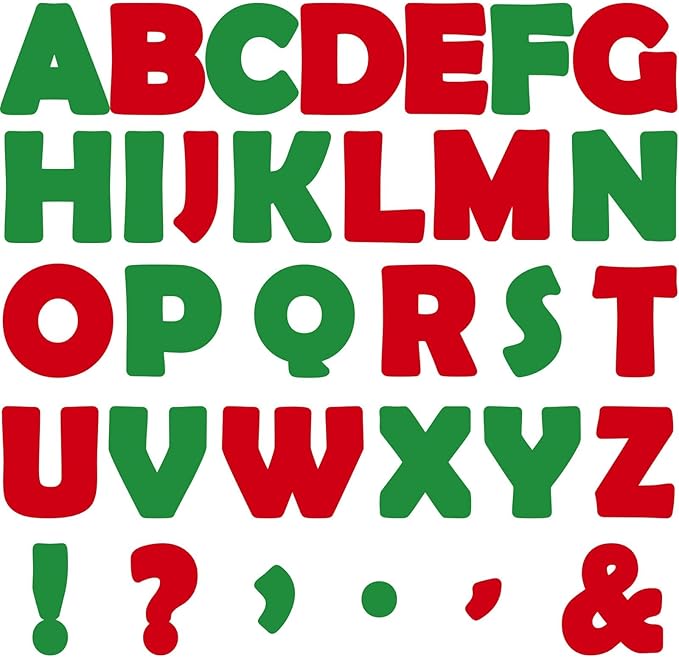 Qyeahkj 150 PCS Large 6" Font Christmas Bulletin Board Letters for Classroom, Red and Green Letters Bulletin Board Christmas Decorations for Xmas Home School Classroom Alphabet Poster Wall Decor
