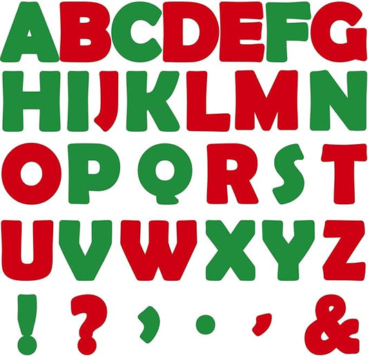 Qyeahkj 150 PCS Large 6" Font Christmas Bulletin Board Letters for Classroom, Red and Green Letters Bulletin Board Christmas Decorations for Xmas Home School Classroom Alphabet Poster Wall Decor