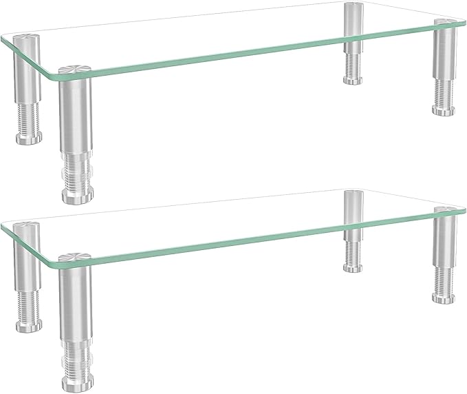 2 Pack Computer Monitor Riser with Height Adjustable Multi Media Desktop Stand for Flat Screen LCD LED TV, Laptop/Notebook/Xbox One,HD01T-201