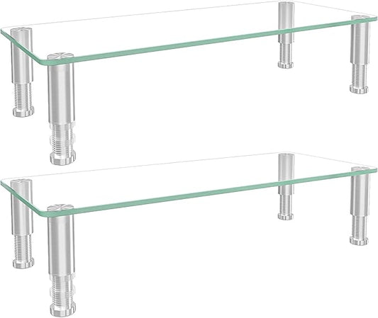 2 Pack Computer Monitor Riser with Height Adjustable Multi Media Desktop Stand for Flat Screen LCD LED TV, Laptop/Notebook/Xbox One,HD01T-201