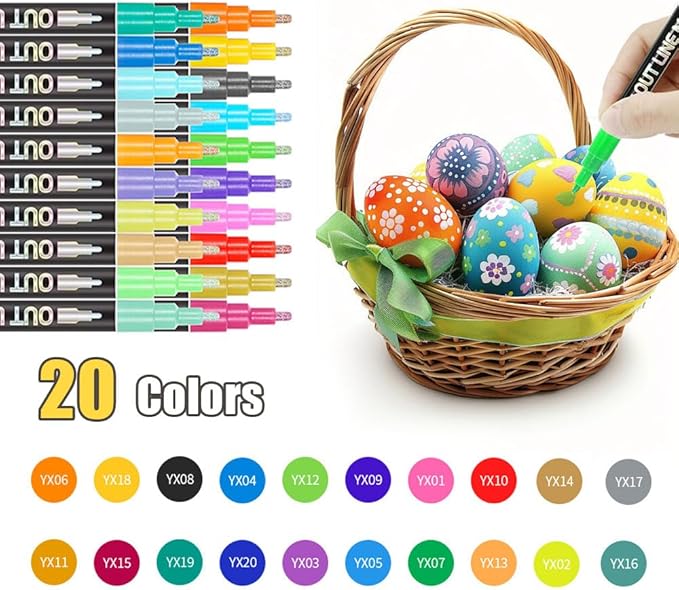 Marker Pen for Highlight, 2026 New Dual Line Highlighter, Marker Pen for Greeting Cards, Colorful Outline Markers for Book Annotation, Planning and Art Drawing (12 Colors)