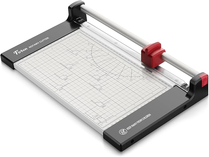 Firbon 12" Rotary Paper Trimmer with Replaceable Blade, Heavy Duty 10-Sheet Capacity Cutter for Cardstock, Photos, Scrapbooking, Office, School & Studio