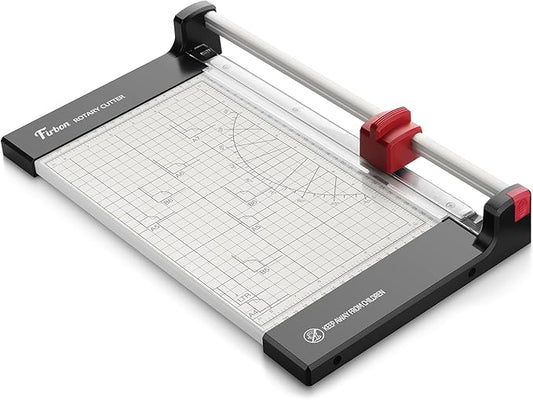 Firbon 12" Rotary Paper Trimmer with Replaceable Blade, Heavy Duty 10-Sheet Capacity Cutter for Cardstock, Photos, Scrapbooking, Office, School & Studio