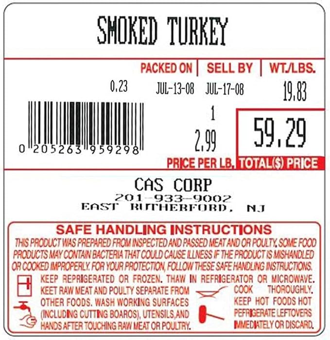 Aquos CAS Printing Scale Label Rolls (8040) – Scale Labels | Thermal Label Roll with Food Safety Labels & Safe Handling Instructions | Bakery Labels | Made in USA (8040 All Red, 12 Rolls)