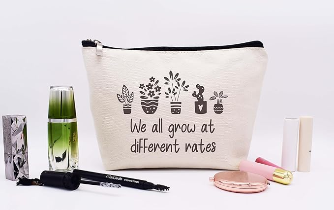 Birthday Christmas Gifts Funny Inspirational Quotes Gifts Affirmations Educational Present Positive Motivational Encouragement Present Makeup Cosmetic Bag Travel Pouch We All Grow at Different Rates