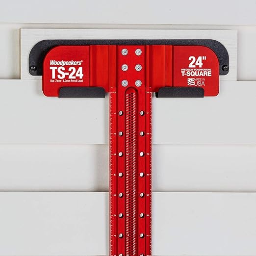 Woodpeckers T Square, 32 Inch, Precision Woodworking T-Square Ruler, Built-in Edge Support, Scribing & Shelf Pin Guides, Rack-It Mount, Made in USA