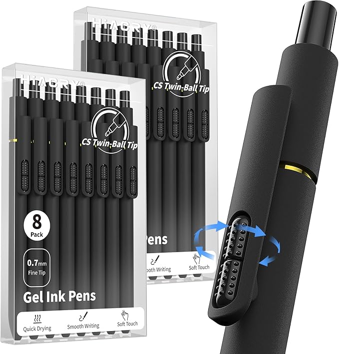 16 Pcs Gel Pens - 0.7mm Fine Point Smooth Writing Fidget Pens, Quick-Dry Long Lasting Black Ink, Office & School Supplies Men Women Student (16 Count, Black Ink)