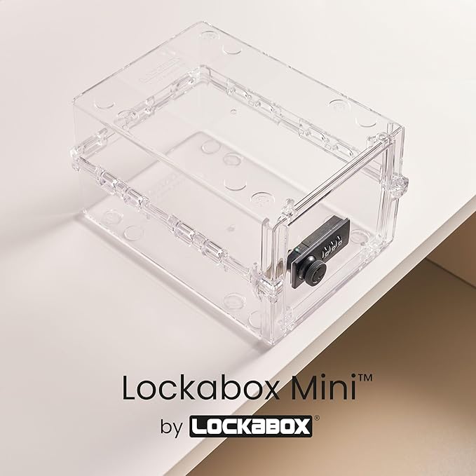 Lockabox Mini™ | Small Lock Box with Combination Lock (Half Letter Sized) | Mini Lockable Box for Small Medicines, Snacks & Mobile Phones | External Size 8.8 x 6.1 x 4.7 Inches (Crystal)