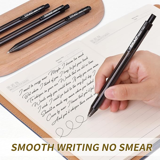 Black Pens Bulk, 60 Pack Retractable Ballpoint Pens, Black Ink 1.0mm Medium Point, Smooth Writing No-Smear Click Pens for Teachers, Students, Restaurant Servers, School & Office Supplies