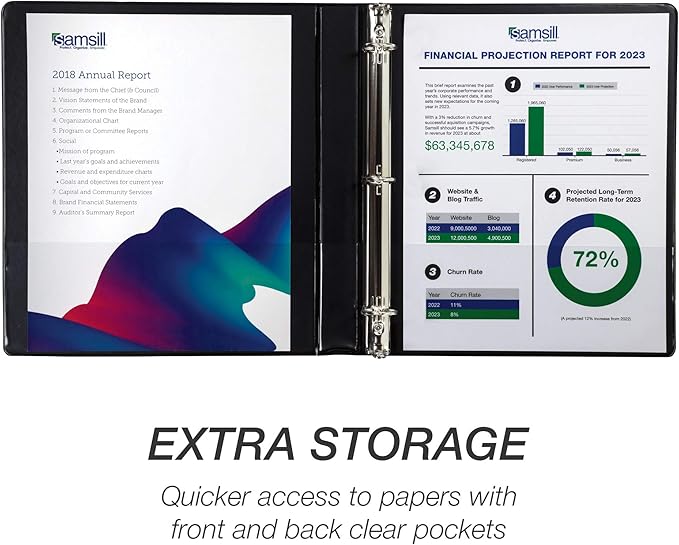 Samsill Durable 1 Inch Binder, Made in The USA, Round Ring Customizable Clear View Binder, Black, 24 Pack (S88430)