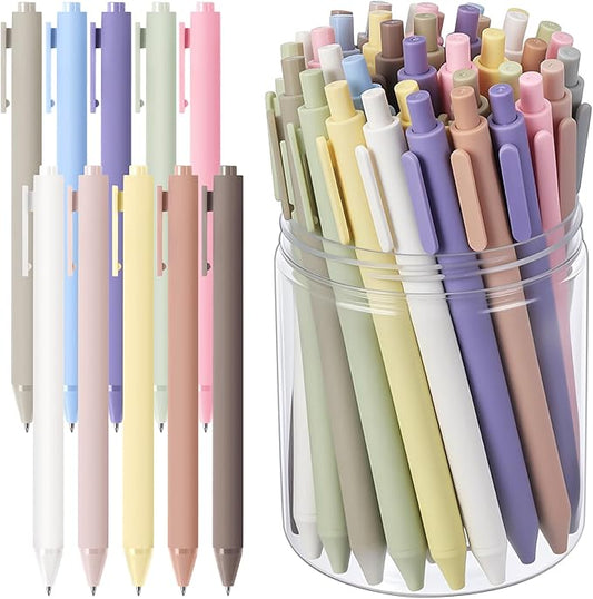 Crtiin 100 Pcs Gel Ink Pens Bulk, Black Ink 0.5mm Fine Point Retractable Pen Smooth Writing Office School Supplies for Teacher Server Operation Christmas Charity Donation Thanksgiving (Pastel Colors)