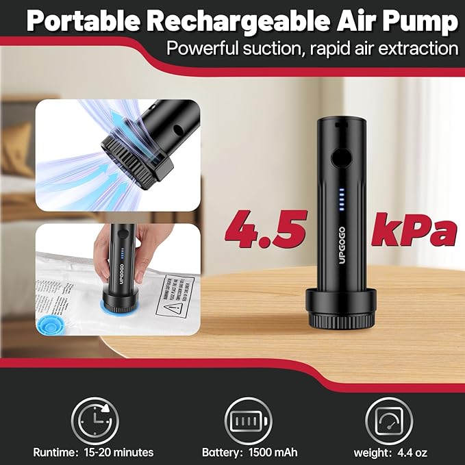 8 Pack Jumbo Vacuum Storage Bags with Portable Electric Pump,Vacuum Seal Bags for Clothing,Space Saver Bags,Comforters, Blankets, Bedding