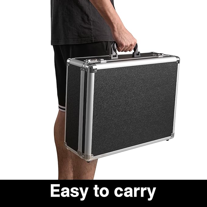 Security Lock Boxes - 18.9 x 14.6 x 6.3 Inch X-Large, Portable Locking Storage Totes with Dual Combination Locks, Medicine Lock Box, Lock Boxes for Personal Items, Cash & Briefcase - Black