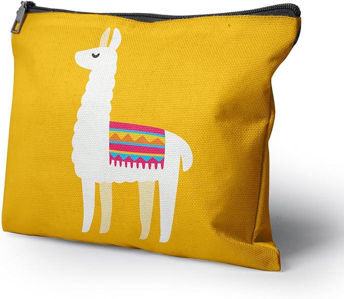 Cafl Cartoon Llama Makeup Bag Cute Alpaca Cosmetic Bag for Women Large Capacity Make Up Bag Portable Travel Toiletry Pouch Organizer 10 * 8inch