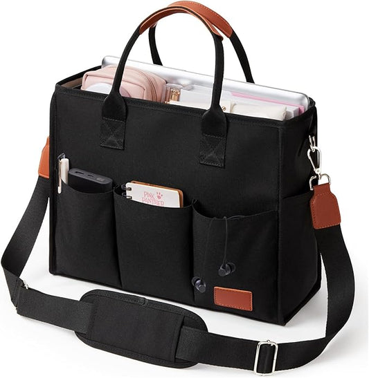 Fancy Forest Utility Work Tote Bags for Women With Compartments & Zipper,Large Canvas Tote Pruse Cossbody for College, Travel