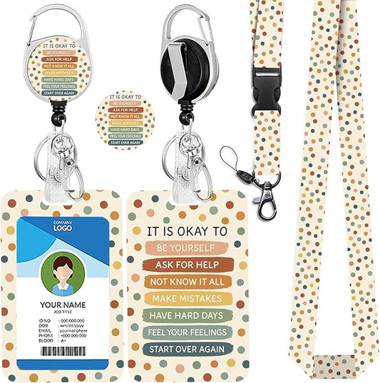 Teacher Lanyard with ID Holder, Inspirational Quote Lanyards for Id Badges Keys, Cute ID Badge Holder with Lanyard Badge Reel Retractable, Keychain Clip Name Tag ID Card Holder for Women