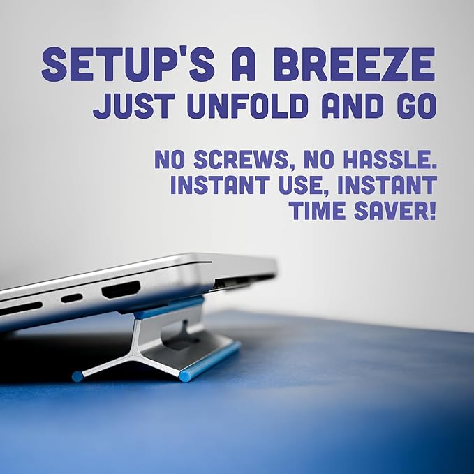 Steepy Portable Laptop Stand for Desk – Adjustable Height, & Portable Laptop Holder – Ergonomic Computer Stand for Cooling & Comfort – Slip-Proof, Sturdy Design – Universal Fit for 13-17 Inch Devices