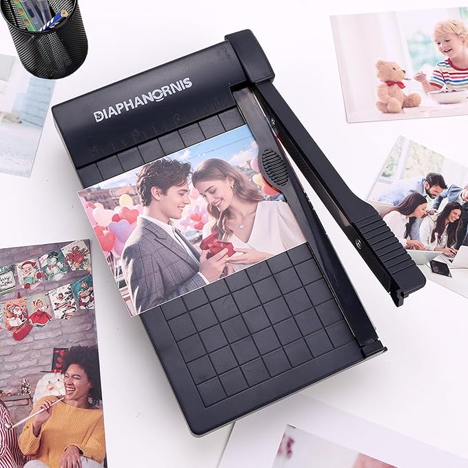 Mini Paper Trimmer,Guillotine Compact Paper Cutter, 1/4-Inch Grid for Precision Cutting, Straight Cuts Up to 3 Sheets, Perfect for Photos,Coupons,Card Making and Small Craft Projects (Grey)