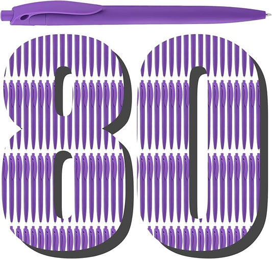 Aozora Pens Bulk 80 Pack Click Pens No Bleed,Wholesale Retractable Ballpoint Pens Medium Point,Smooth Ink Pens for Journaling School Office Supplies 1.0MM (Purple Ink)