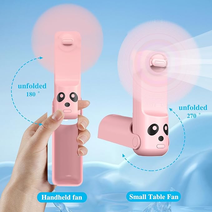 Rechargeable Handheld Mini Fan,3-in-1 Portable Pocket Fans with Built-in Battery & Flashlight, Ultra-Compact Personal Cooling Fan for Travel, Office, Camping, Beach (White)