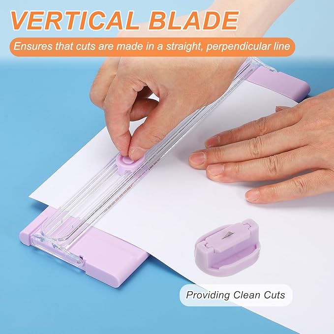 PATIKIL Paper Cutter Trimmer, A4 Straight Small Portable Paper Slide Paper Slicer with Safe-Guard for Craft Cardstock Label Card, Scrapbook Photo, Purple