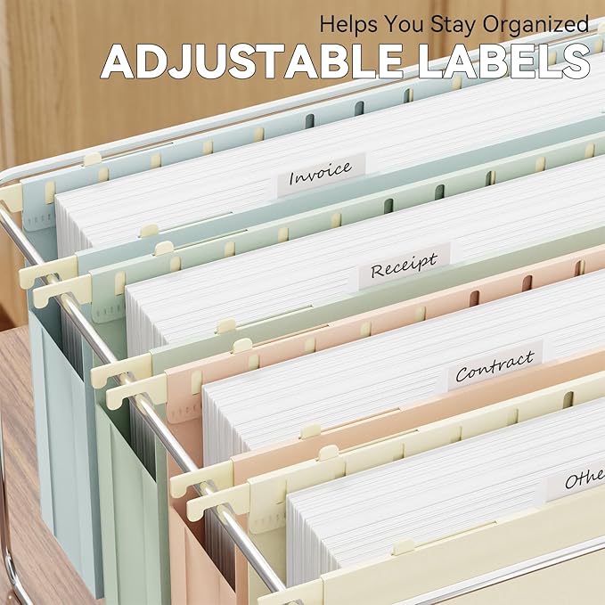 Extra Capacity Legal Size Plastic Hanging File Folders,Reinforced 2" Pastel Expanding Pocket,12 Pack Legal Hanging Folders for Filing Cabinet,Expandable Hang Folder with tabs,for Office School